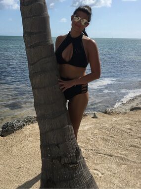 Black High-Neck Cutout Bikini Set